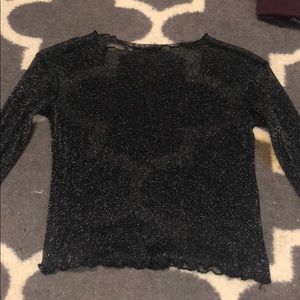 Black sparkly mesh long sleeve shirt